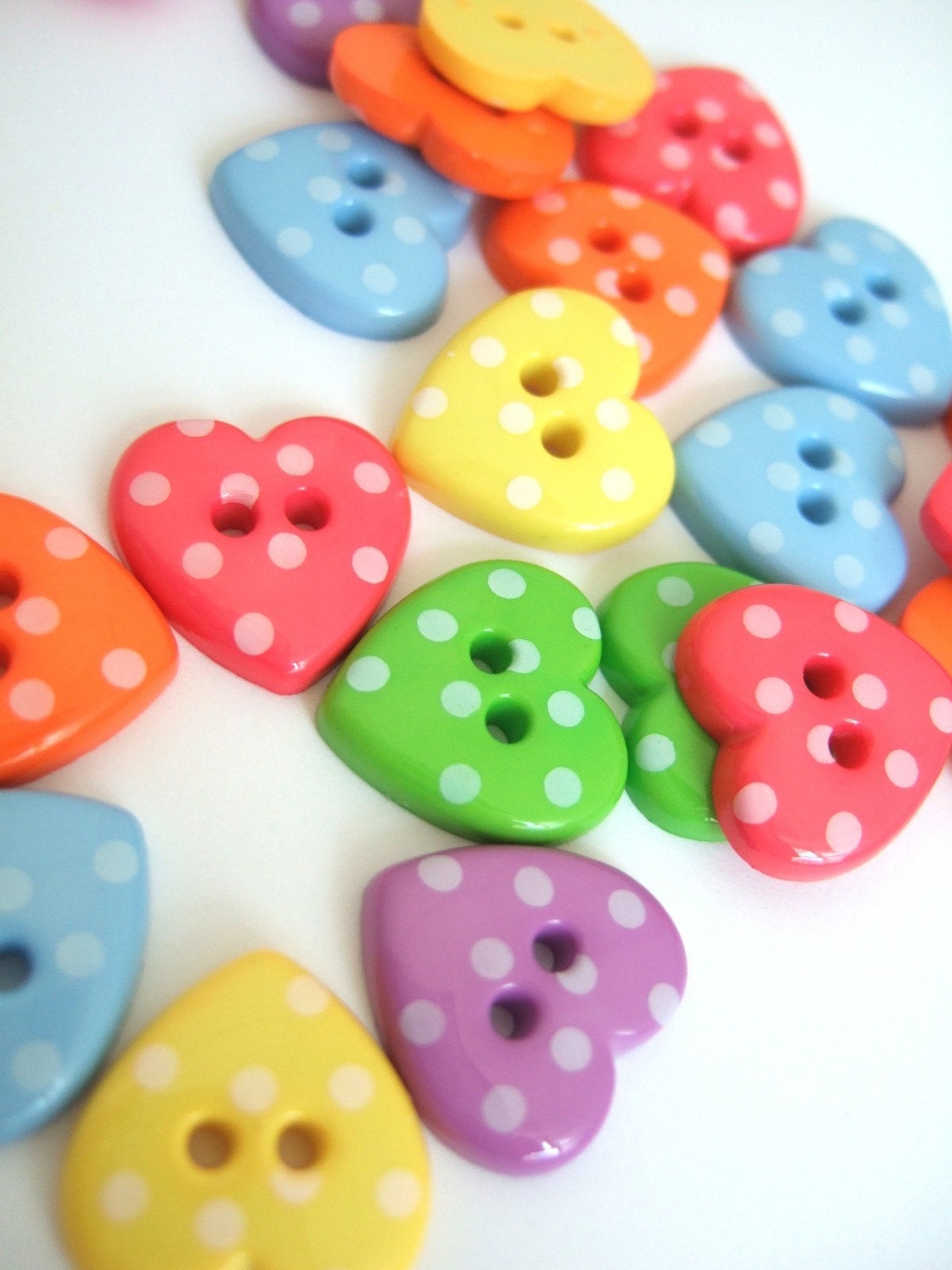 Polka Heart Buttons x60