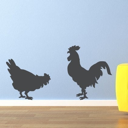 Rooster and Chicken Vinyl Wall Art Decal