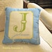 Custom Monogram/Initial with Last Name on Blue Patterned Background Decorative Pillow