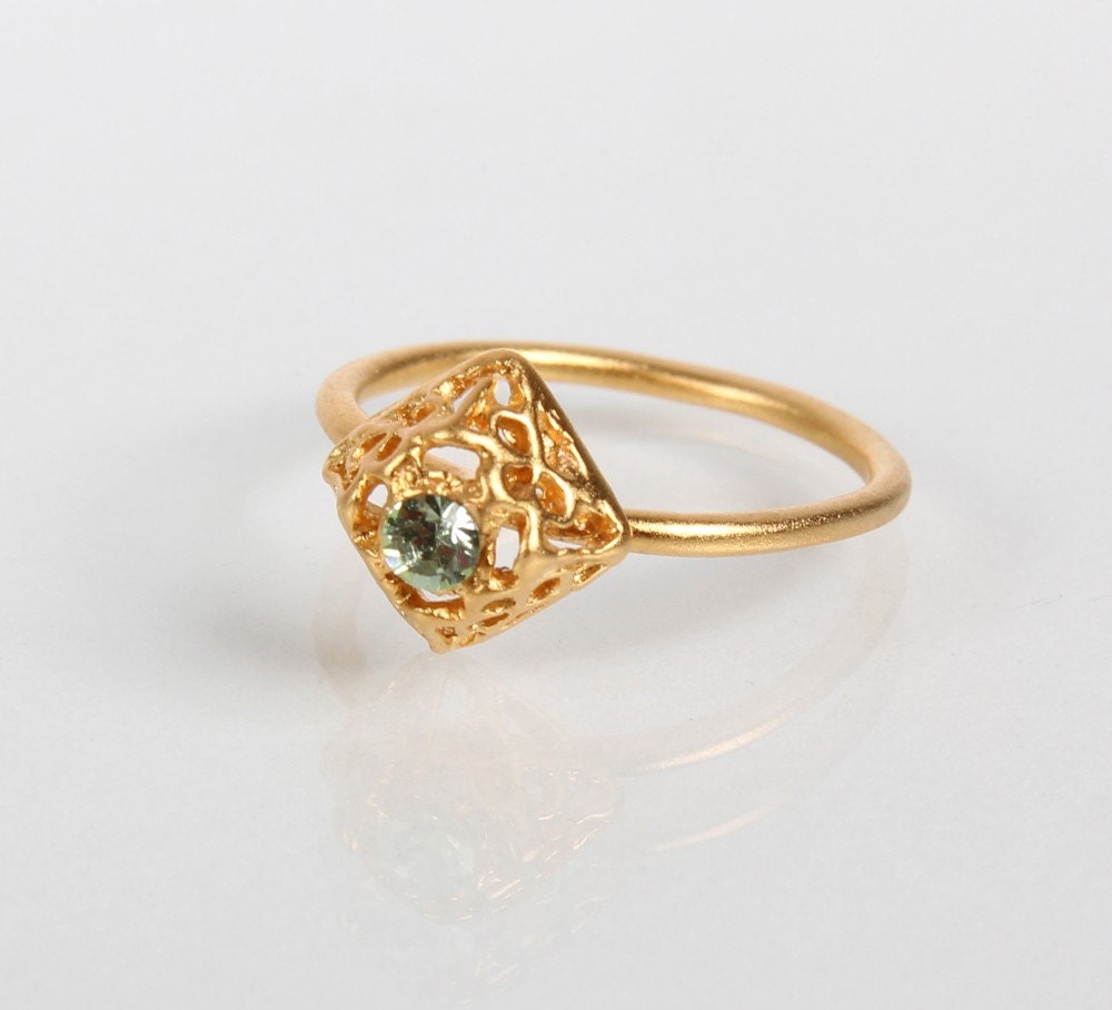 Gold plated Eden Ring with Swarovski Crystal