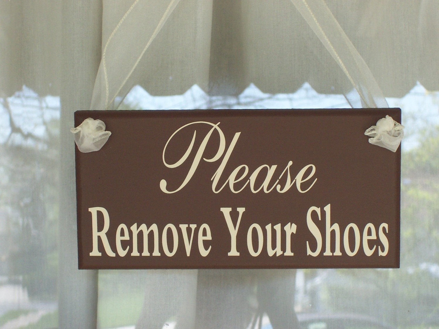 Please Remove Your Shoes - Wood Vinyl Sign
