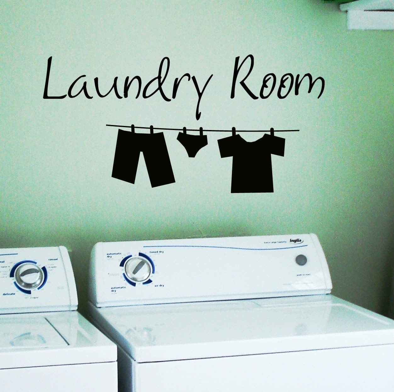 Laundry Room Wall Decal - Clothes Line - Removable Vinyl lettering