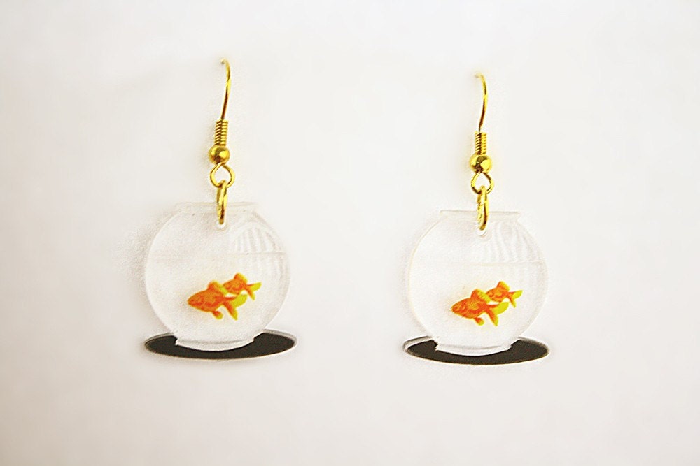 Kitsch Goldfish fish bowls pet earrings (pick one pair)