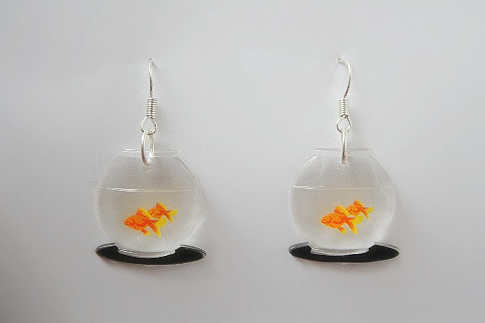 Kitsch Goldfish fish bowls pet earrings (pick one pair)