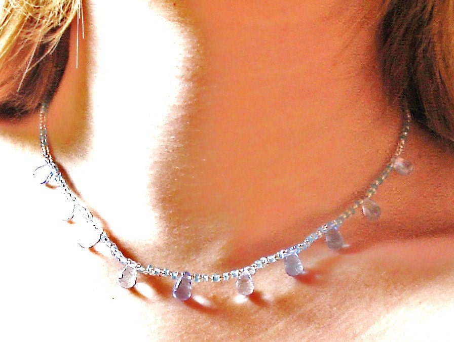 Baby blue teardrop necklace