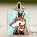 Momma Fox and Cub Scrabble Tile Pendant with Necklace (436)