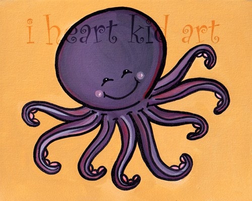 Starfish,  Jellyfish, and Octopus Kid Art Canvas Paintings - Three 8x10in Canvas