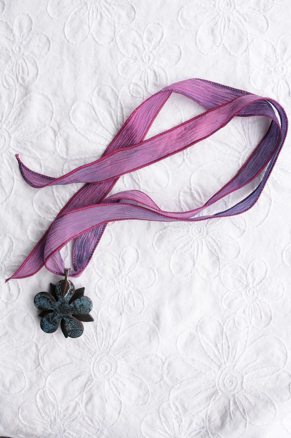 Flower Necklace Lavender Fuschia Purple