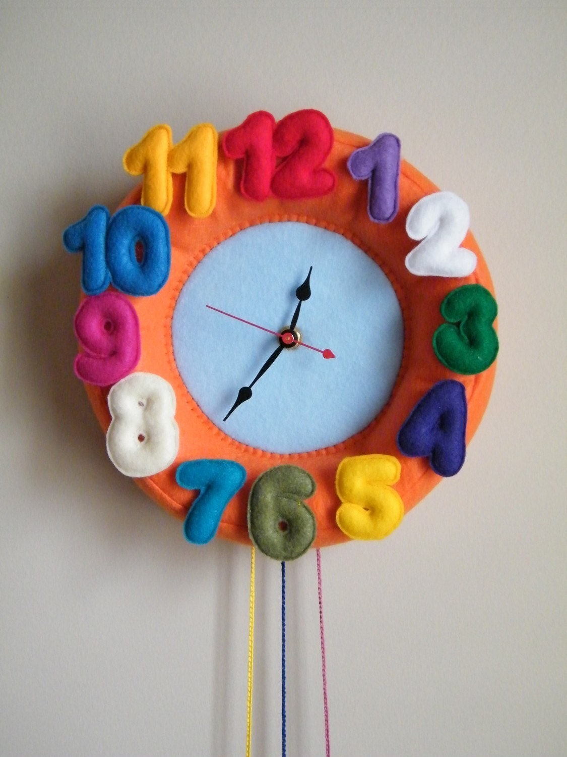 Children  Wall Felt Clock - Round Orange
