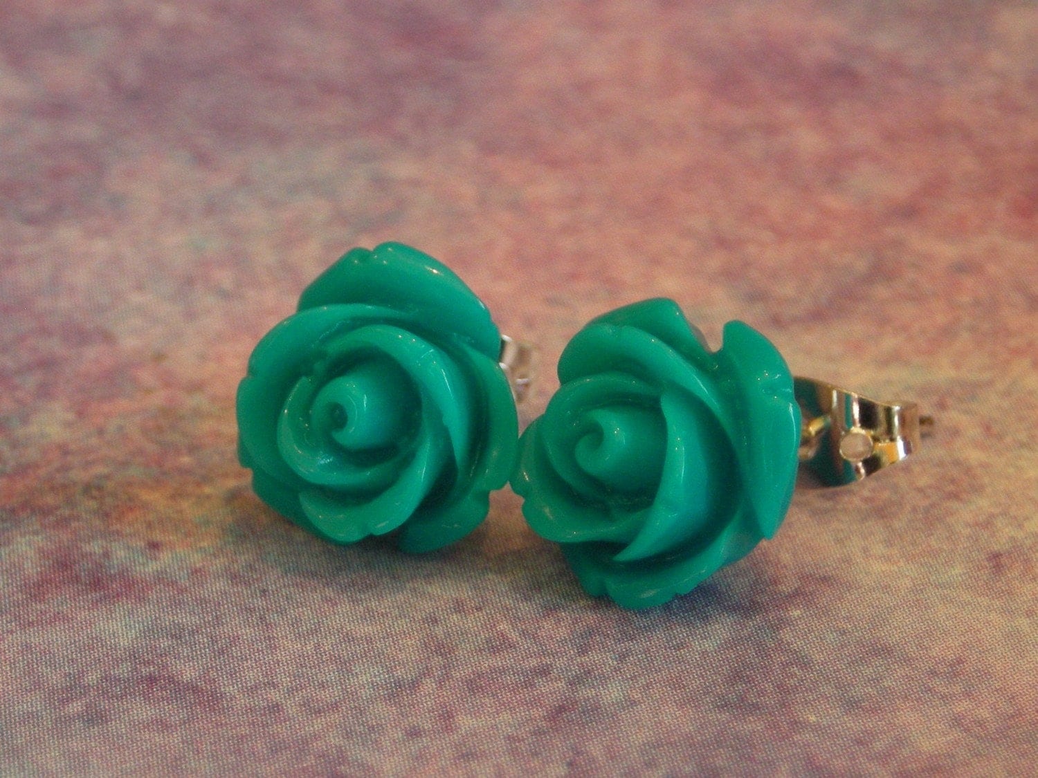 Turquoise rose earrings 10mm