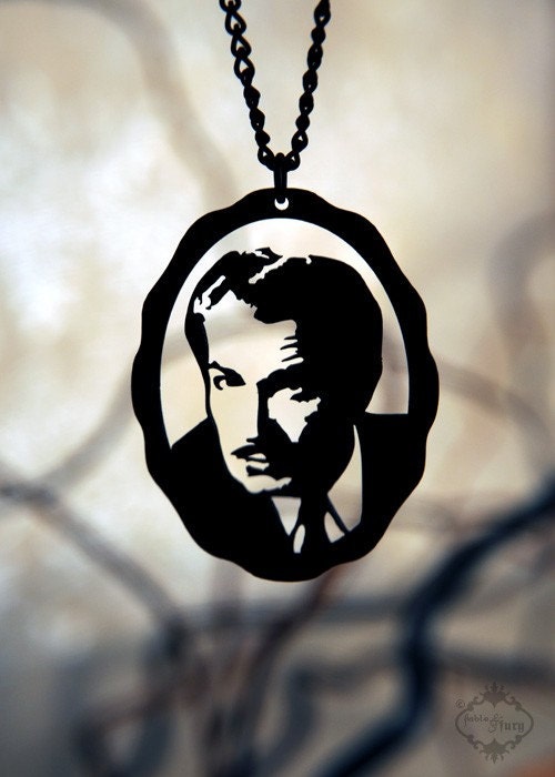 Vincent Price 100th Birthday cameo necklace in black stainless steel