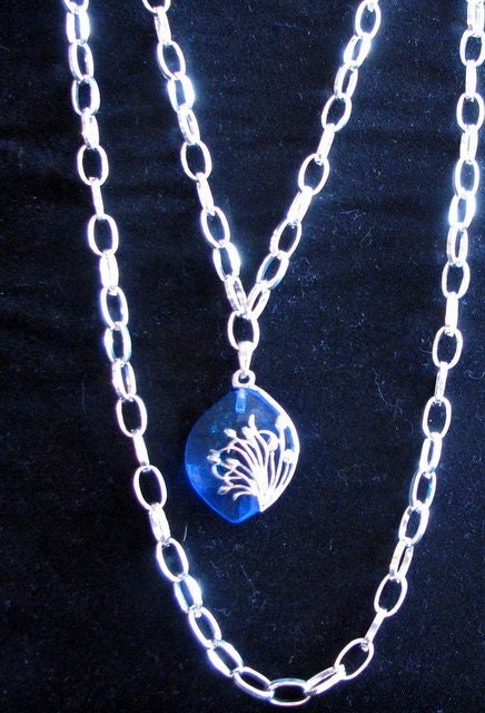 Handmade Silver Necklace with Blue Pendant