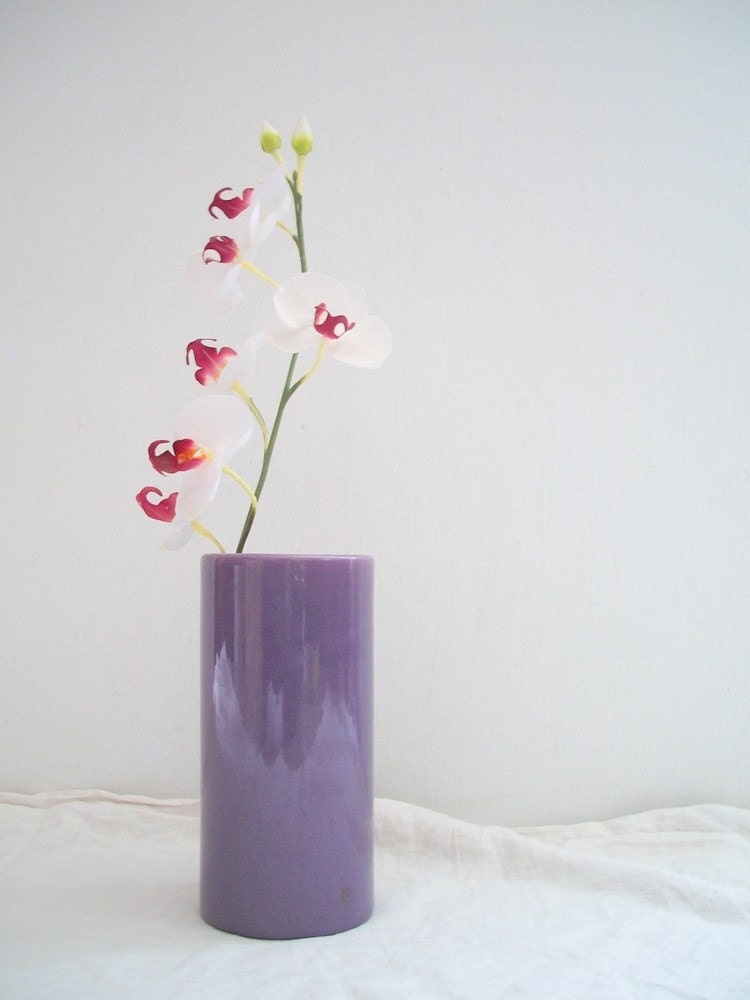 Haeger Pottery Perfectly Purple Tall Cylinder Vase  FREE SHIPPING