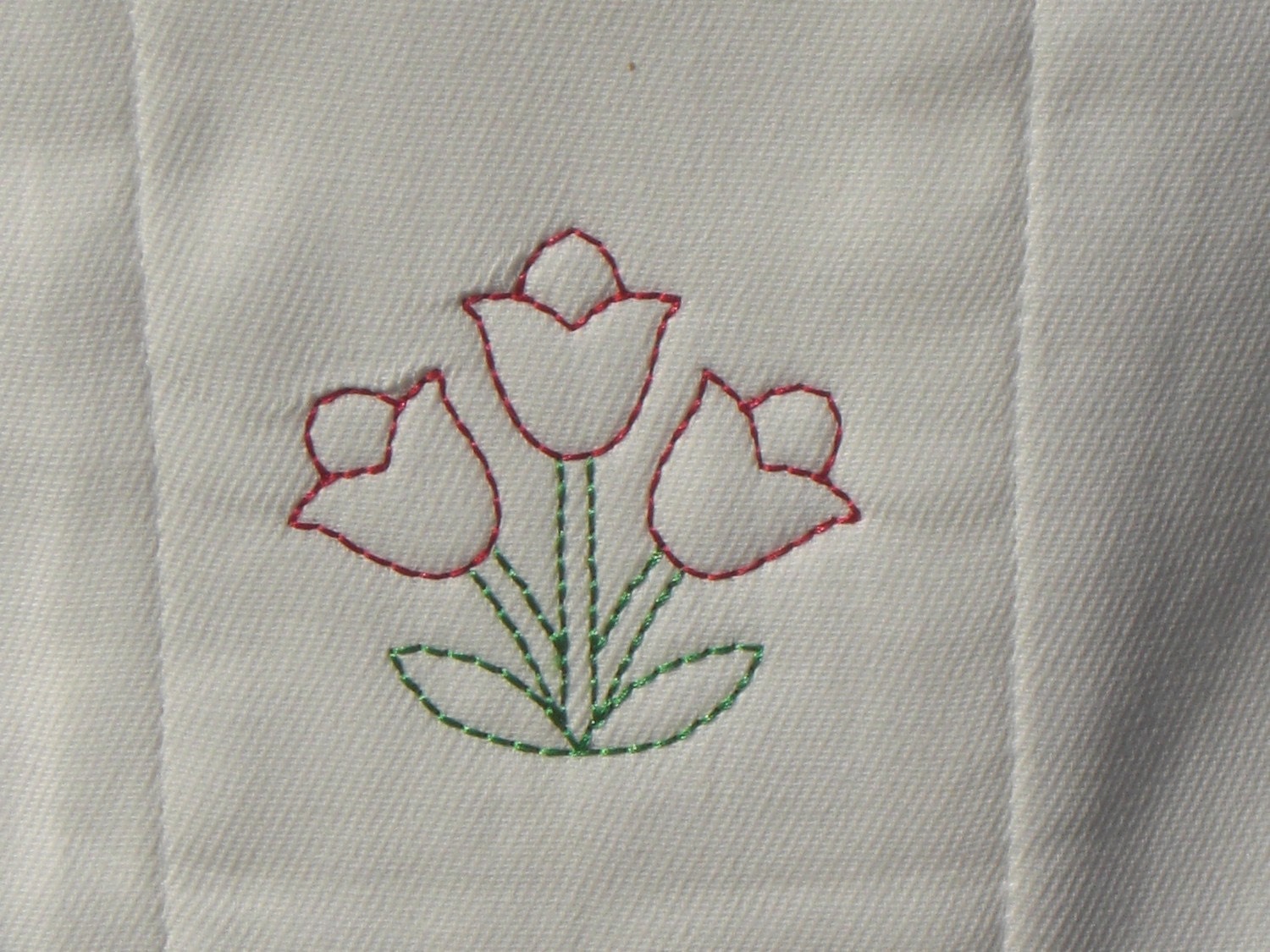 SAMPLE SALE - Embroidered Three Tulips Burp Cloth