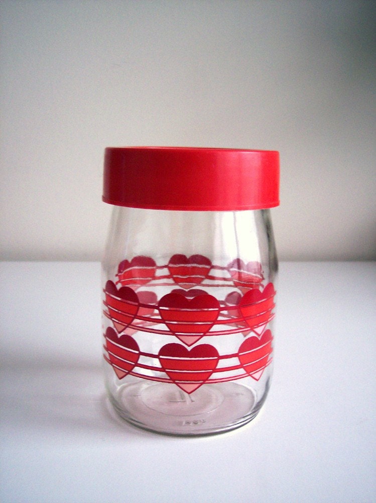 Vintage Glass Sweet Heart Jar with Lid
