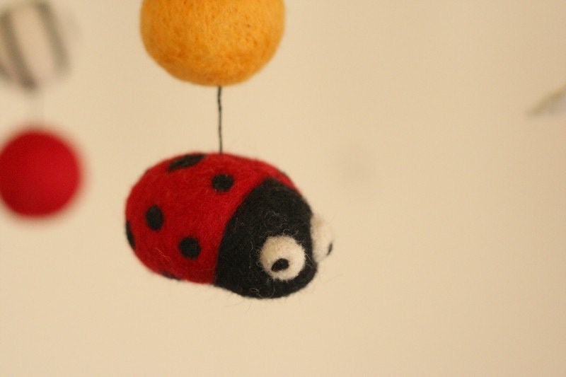 Entomology - Bugs and Insects - Felted Wool Mobile - Eco Friendly - Natural - Baby