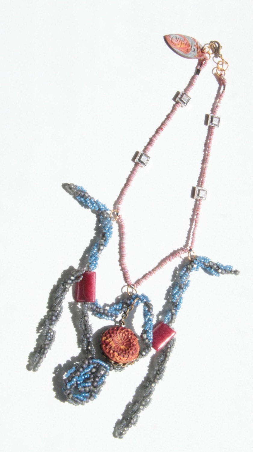 Where the Wild Things Live Abstract Woven Beaded Necklace