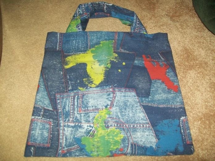Blue Jean Print Fabric Bag