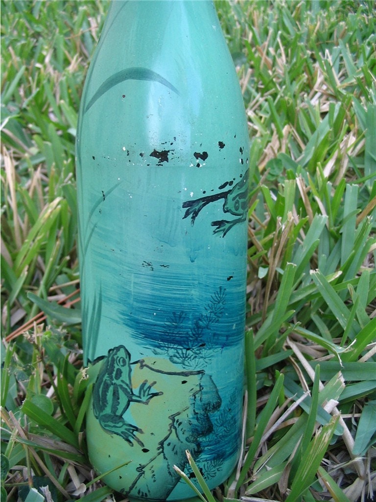 Hand Painted FROG Bottle Vase