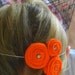 Triple orange felt flowers with vintage rhinestones Headband  It can also be worn in an updo and as a necklace.