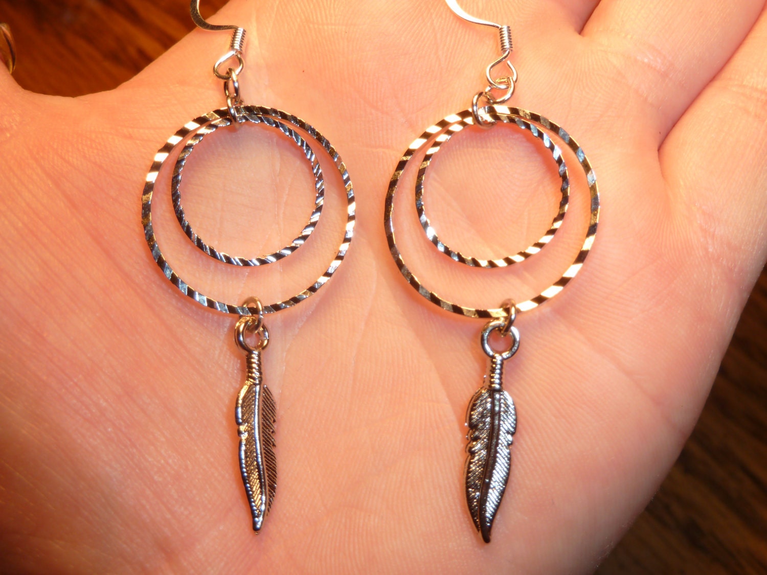 Pretty Circles with Feather Accents Earrings
