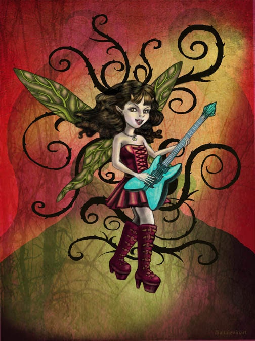 Guitar Rock n Roll Fairy Art Print