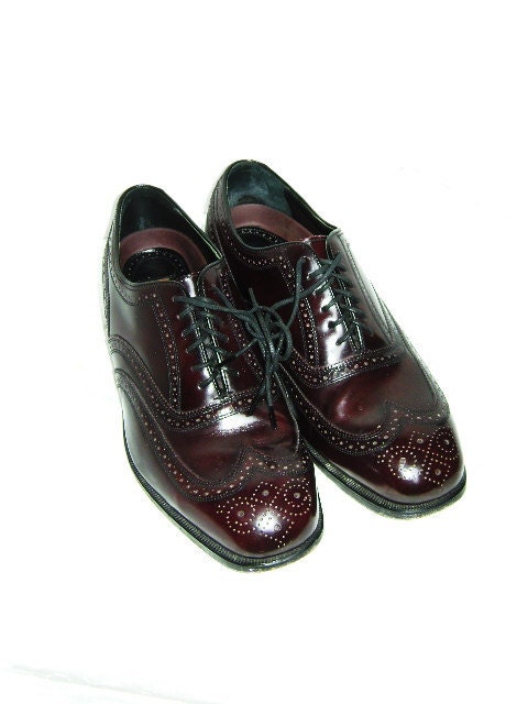 Oxford Wingtip Shoes, Vintage Florsheim Brand, 10.5 USA Mens Size, Maroon, Cordovan