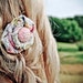fabric and button flower  hair clip