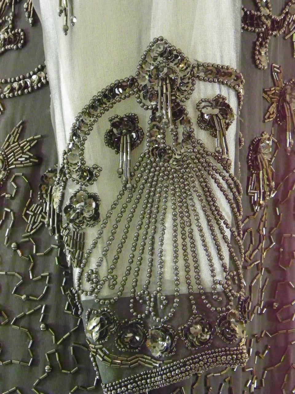 Vintage Silk Black Sheer Bodice Open Back Chandelier Beading Sequins Evening Gown Floor Length Size 12 on Etsy