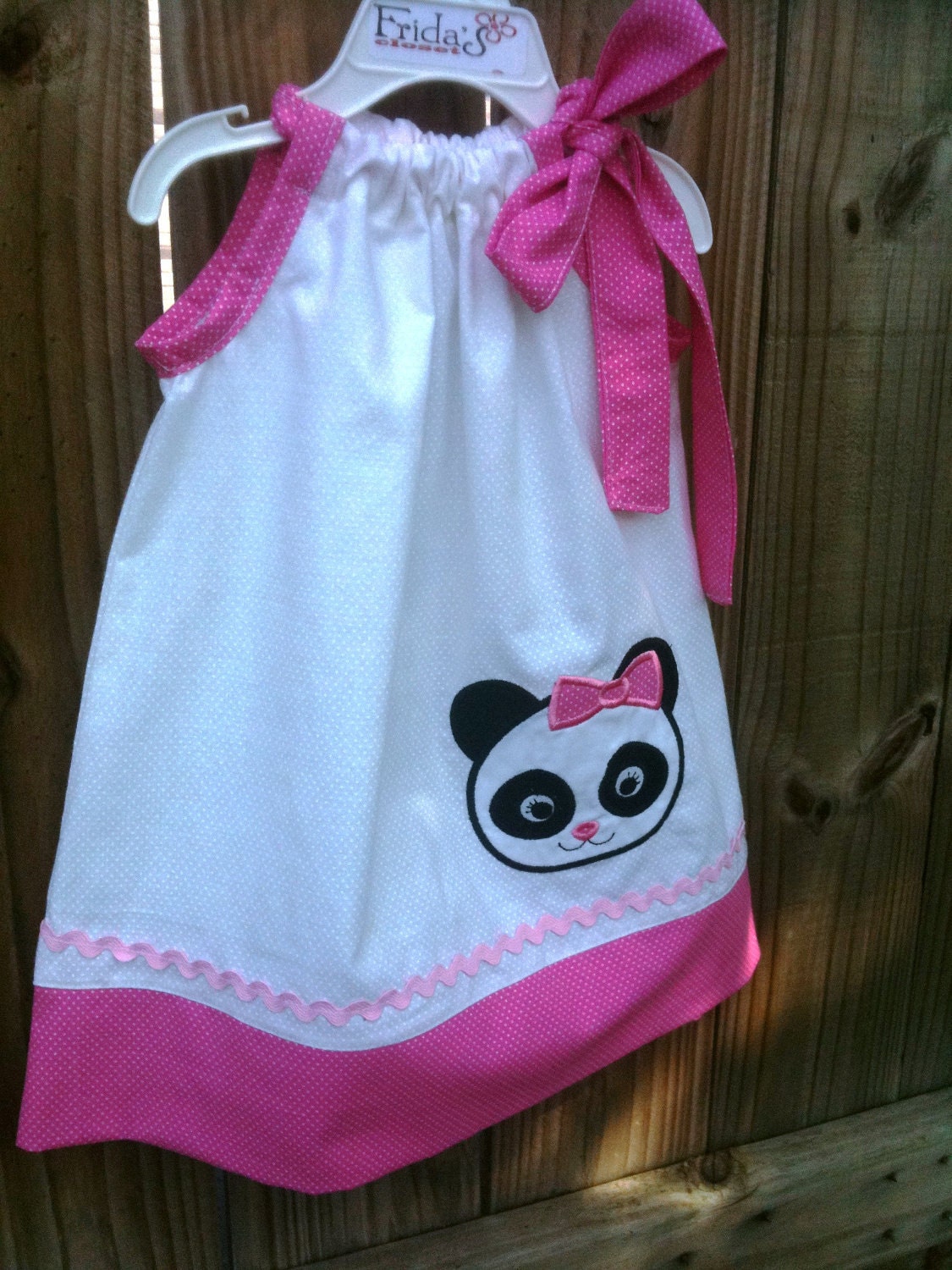 Super adorable pillowcase dress panda applique