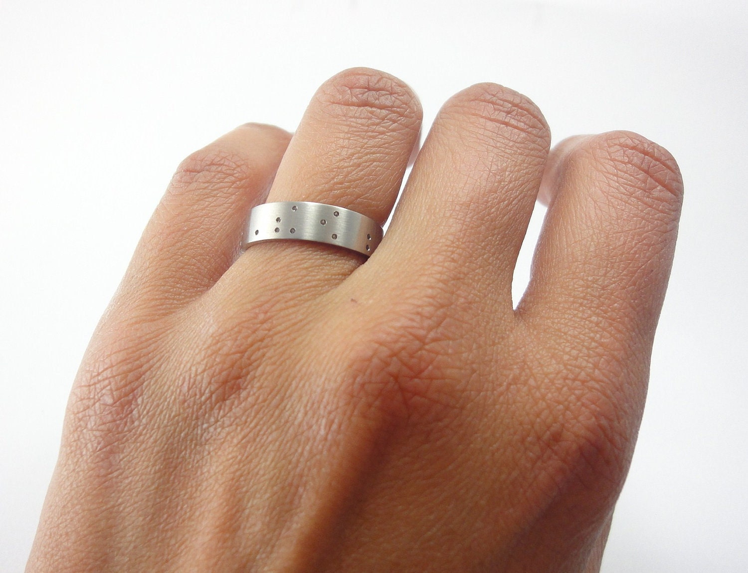 Ring pair "Love is blind" -Braille wedding bands, MADE TO ORDER