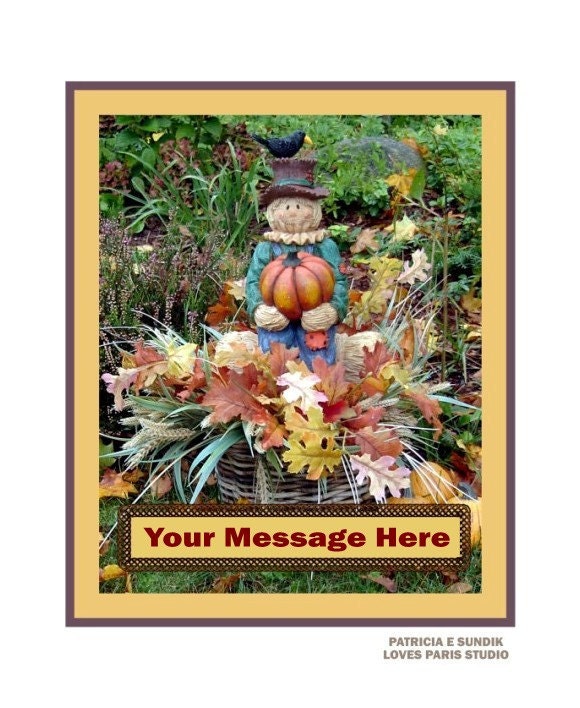 Personalized  Autumn Scarecrow Photo,16 x 20 inch,  Fine Art Poster Print