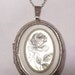 Unusual Frosted Silver Gray Rose Cameo Locket Necklace - Now in Bright Polished Silver