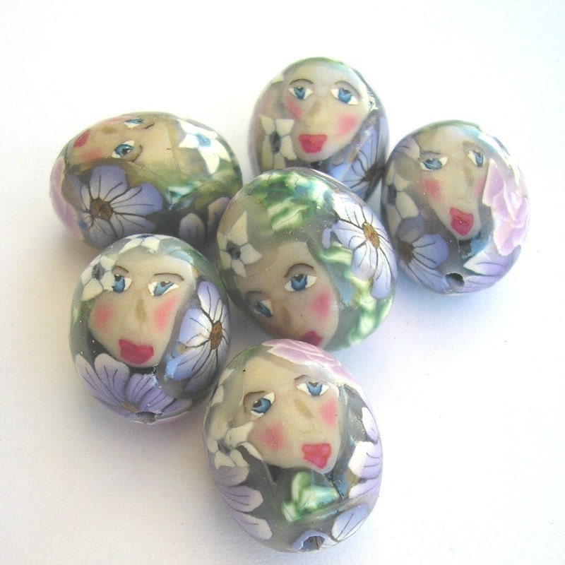 lavender people polymer clay beads