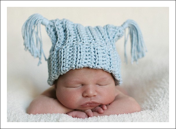 Portrait Newborn Tassel Hat  Custom Colors and Size for Baby