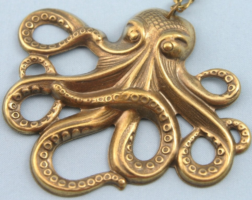 Eight Legged Sea Monster in Brass Necklace