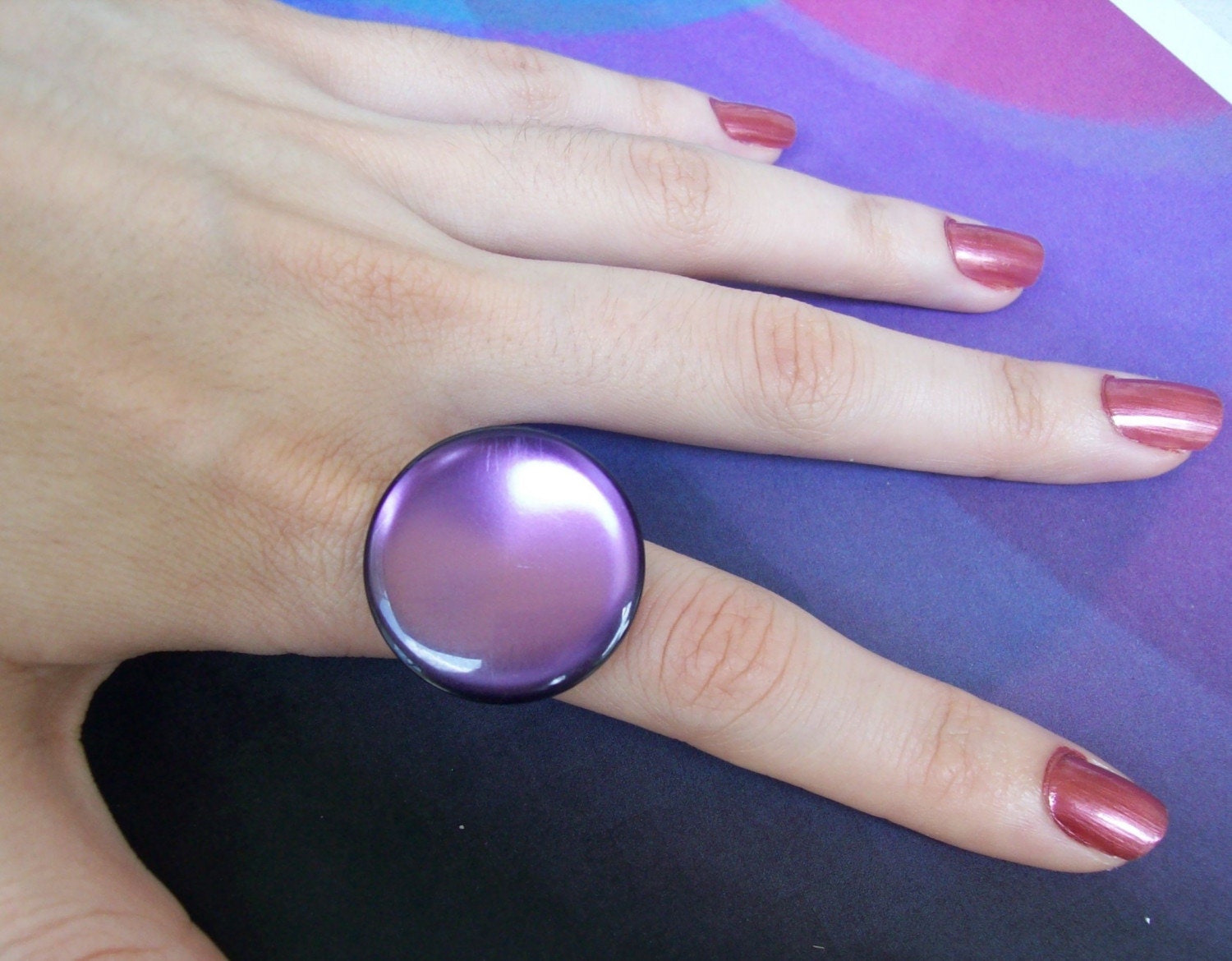 SALE Purple Moon- Adjustable Ring