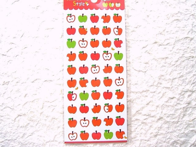 Cute Japanese  Stickers - Twin Mark Style - 2 in 1 - Cute Apple (S805)