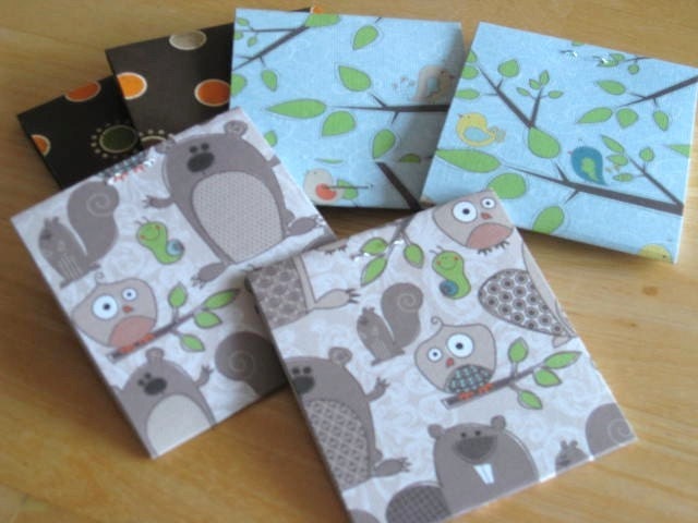 6 matchbook notepads -- woodland critters