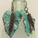 Aqua Patina Brass Leaf and Chain Earrings - Feeling Like Fall
