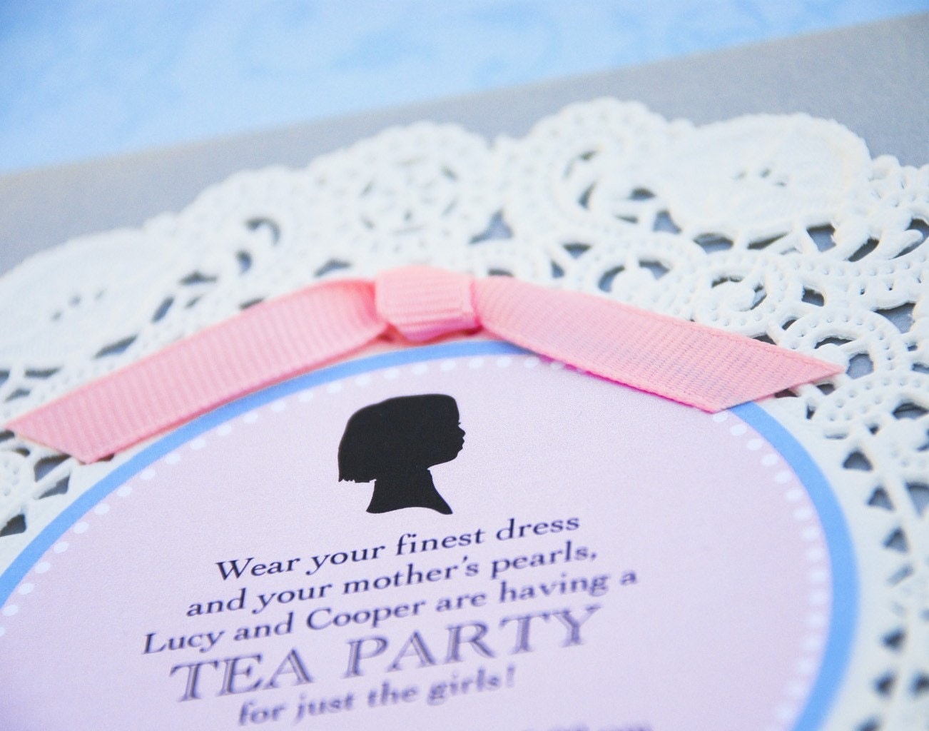 Deposit - Silhouette and Doily Tea Party Invitation
