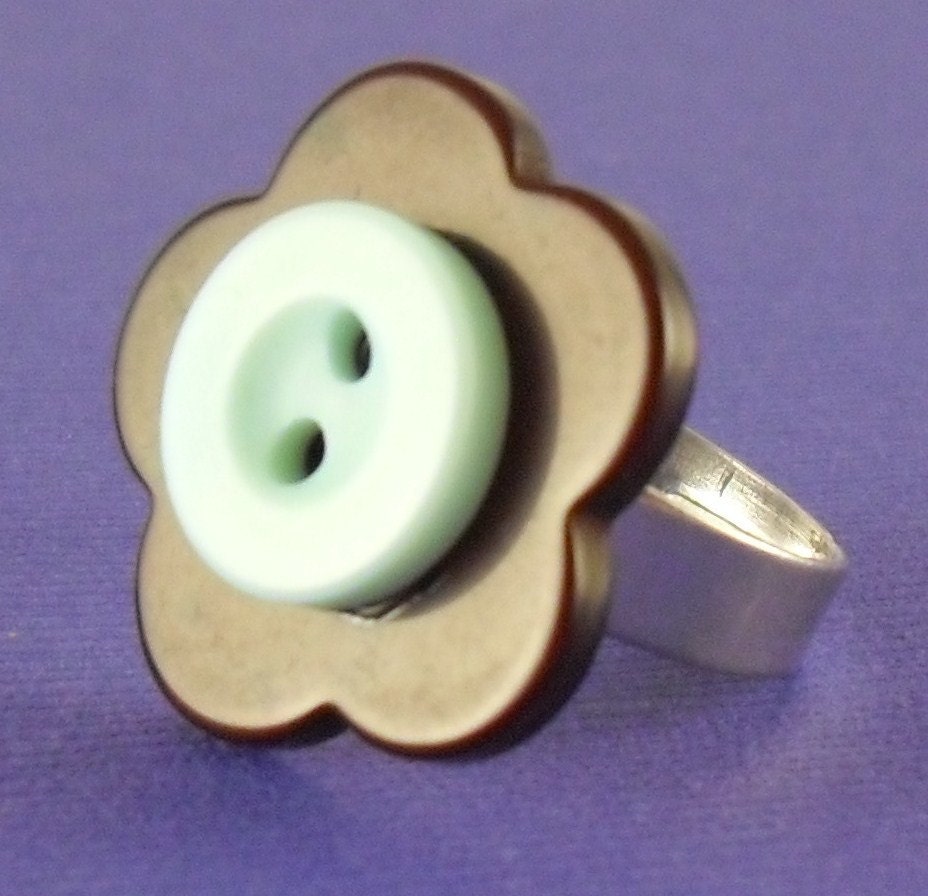 Upcycled Button Ring by jennifermagnesi