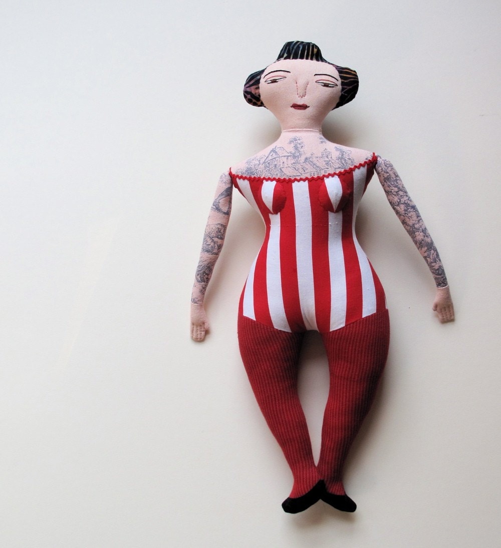 Red Stripes Tattooed Lady doll