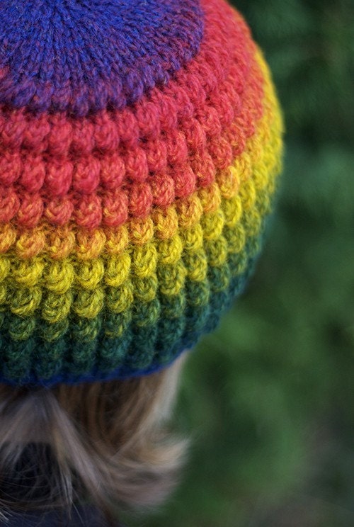 rainbow Hand knit hat