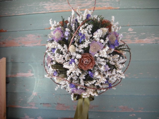 Dried flower wedding bouquets