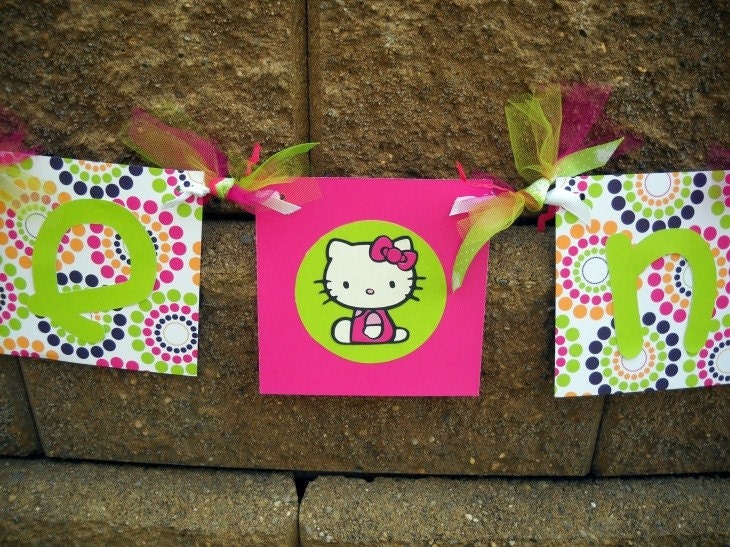 FREE SHIPPING SPECIAL- Hello Kitty Happy Birthday Banner for Birthdays, 