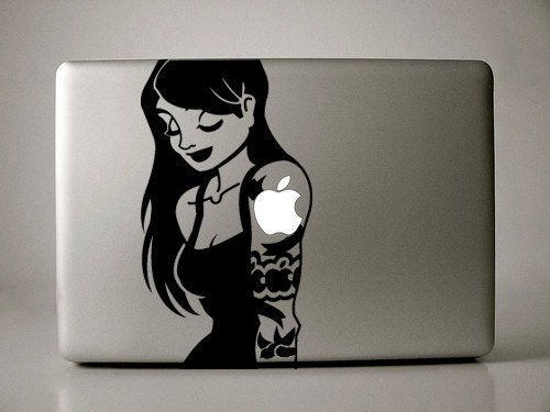 Brunette Tattoo Sleeve Girl Decal Apple Macbook Laptop. From IvyBee