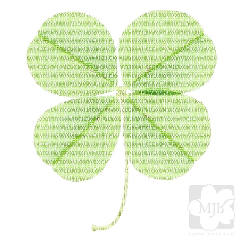 four leaf clover binary code print