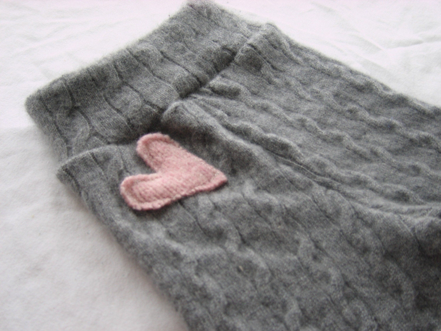 Recycled Wool Soft Gray Cashmere Sweetheart Longies- Small