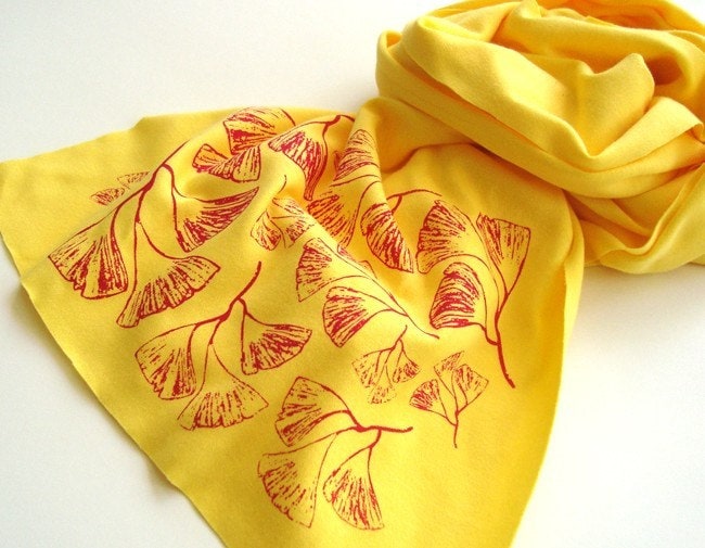 ginkgo screenprint jersey scarf sunshine yellow